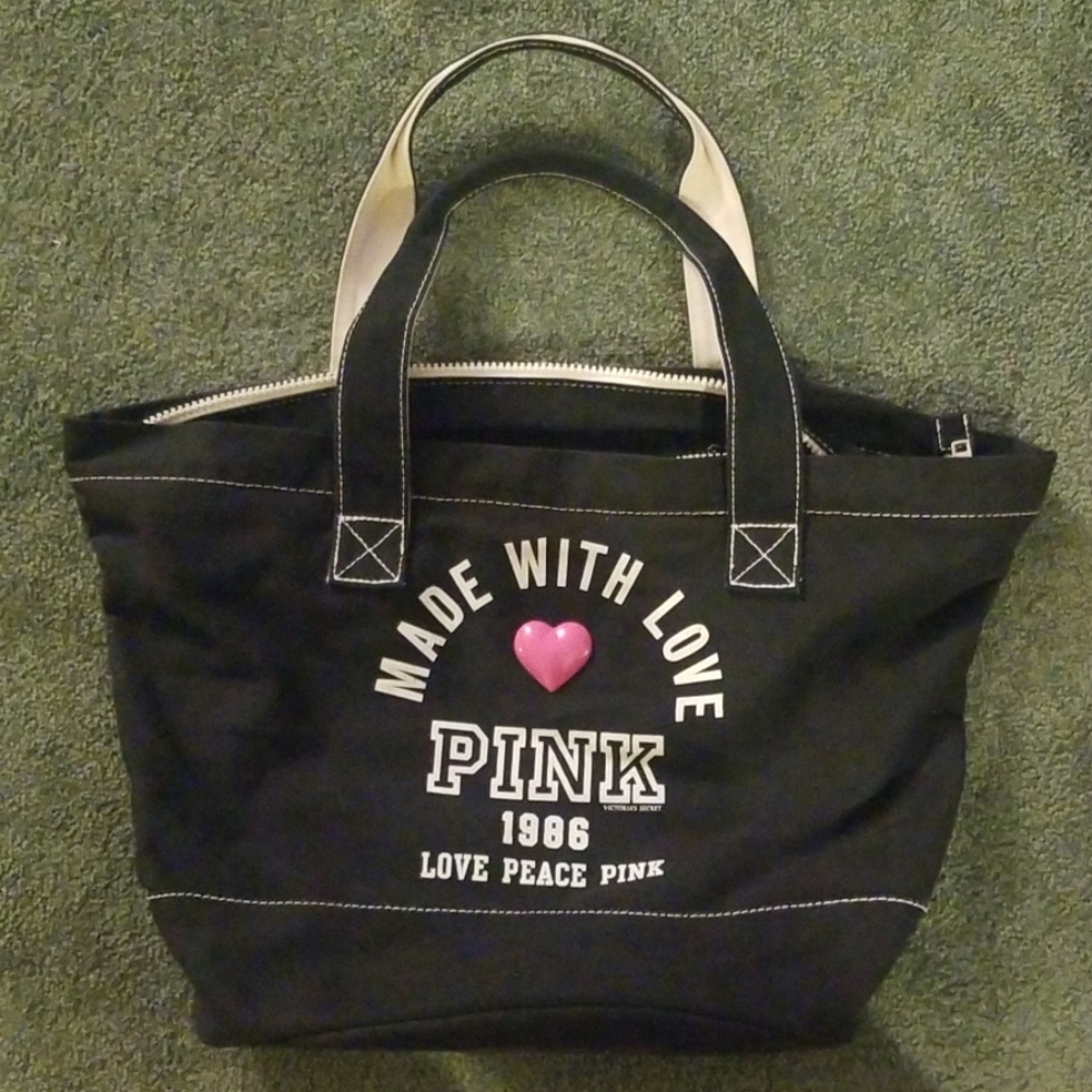 Victoria Secret Pink Canvas Zipper Tote Bag